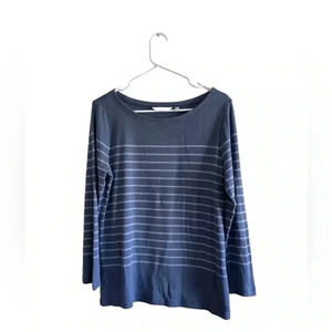 Vineyard Vines Pima Cotton and Modal Striped Long-Sleeve Crewneck Tee Blue Large